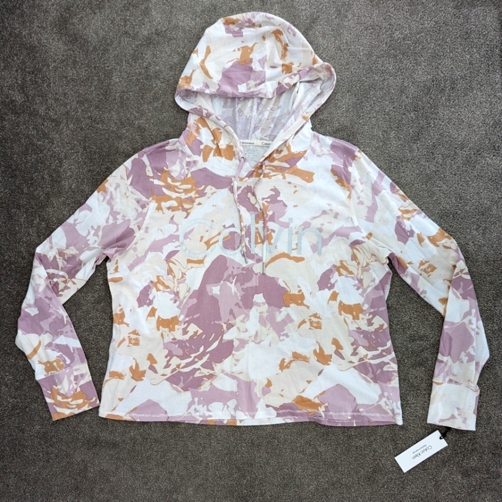 Calvin Klein Performance tie dye thin cotton hoodie women's Medium BNWT